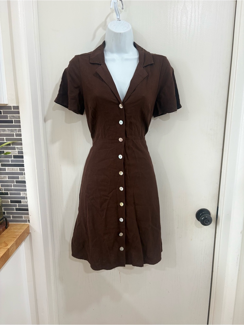 Madewell Chocolate Brown Button-Front Mini Dress